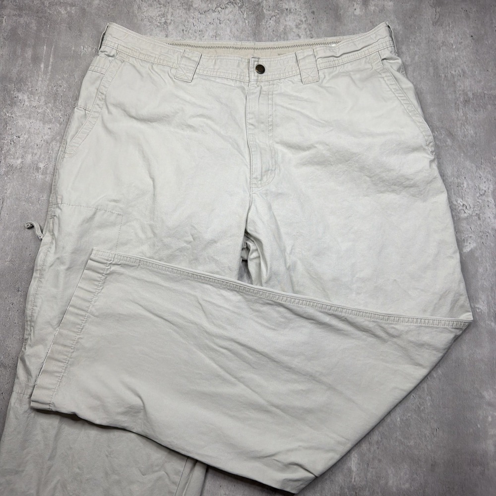 Columbia Pants Mens 36x30 Beige Outdoor Flat Front Hiking Chino Cotton Active